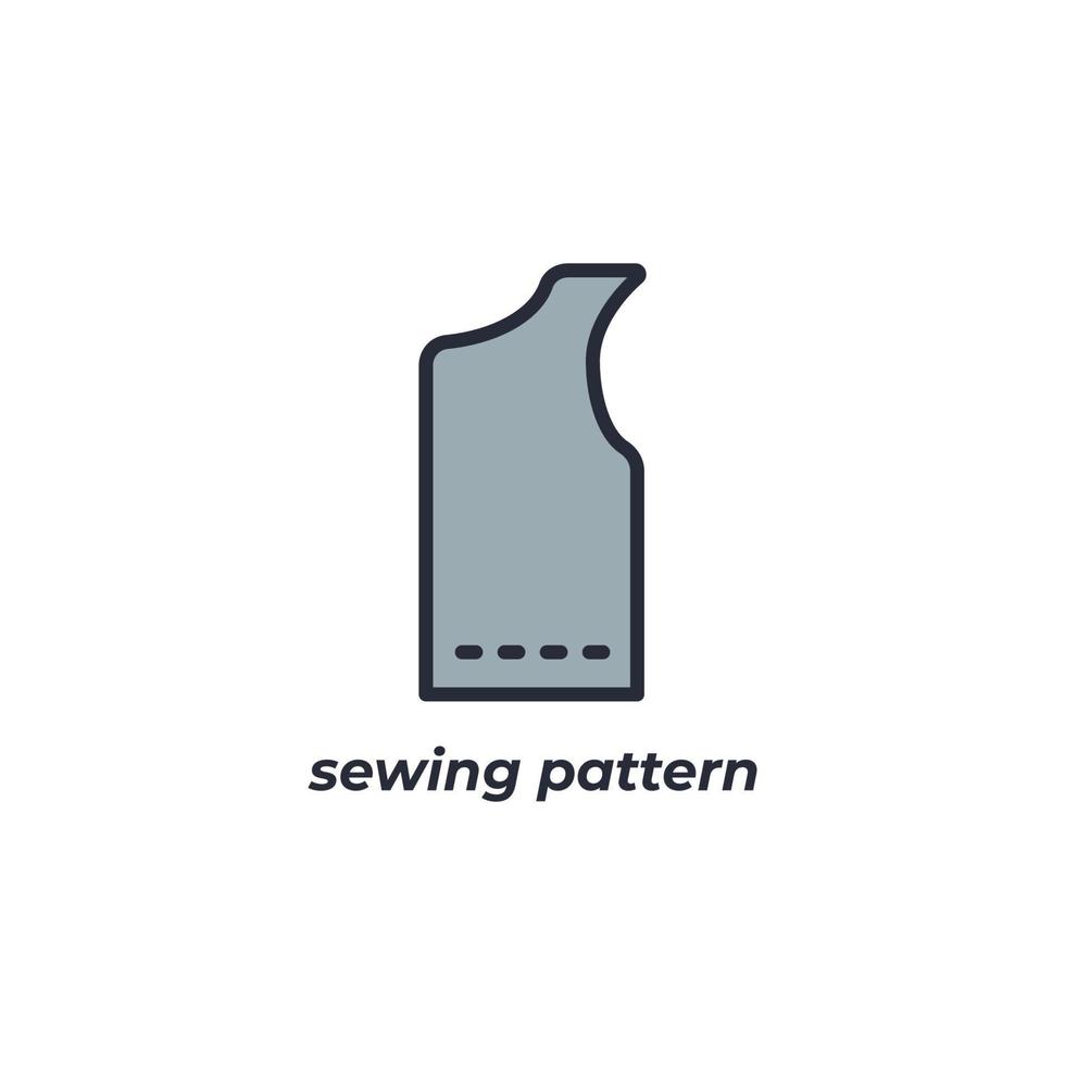 Vector sign sewing pattern symbol is isolated on a white background. icon color editable.