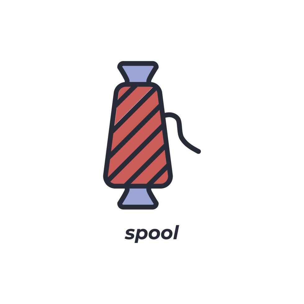 Vector sign spool symbol is isolated on a white background. icon color editable.