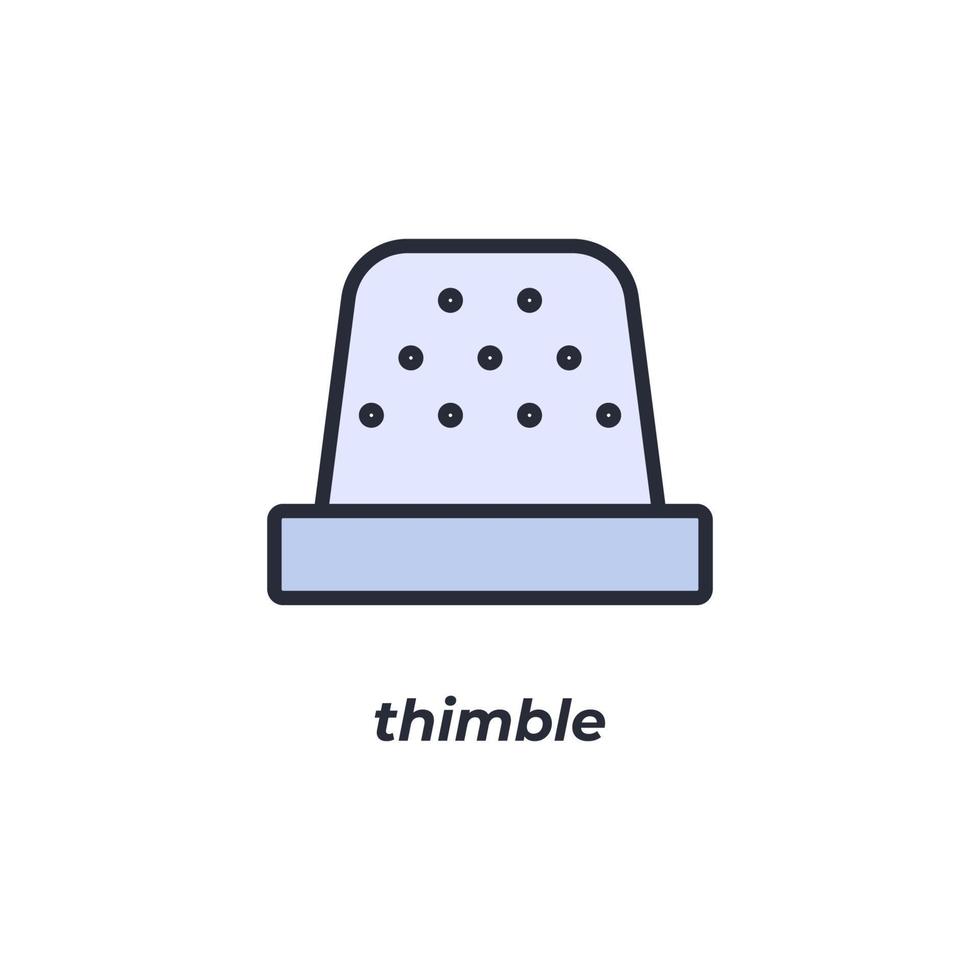 Vector sign thimble symbol is isolated on a white background. icon color editable.