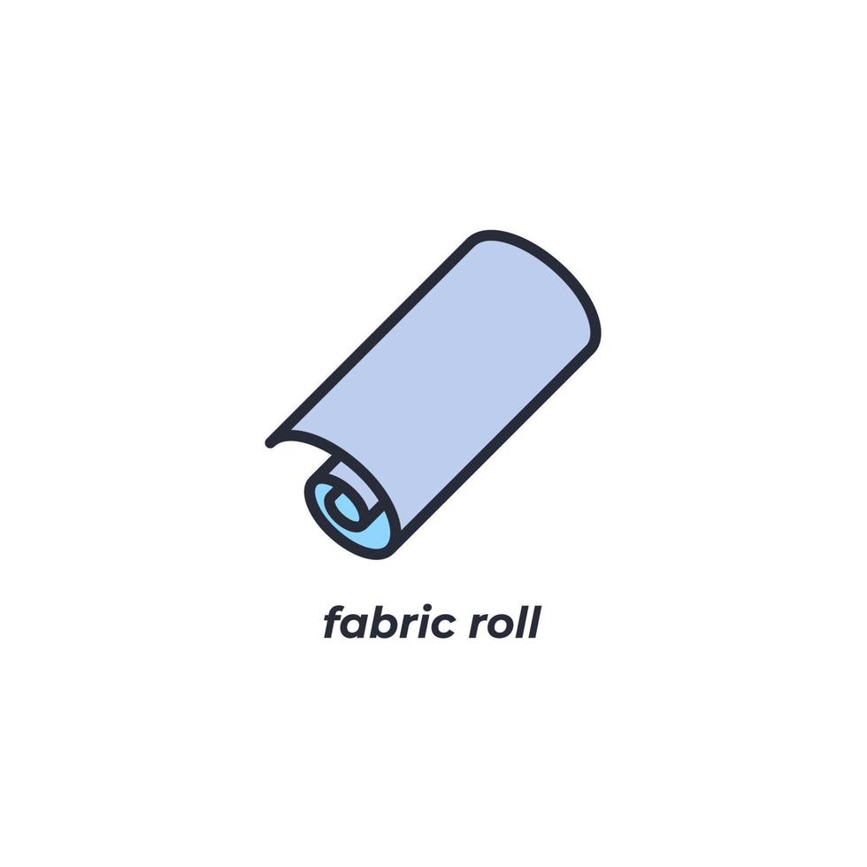 Vector sign fabric roll symbol is isolated on a white background. icon color editable.