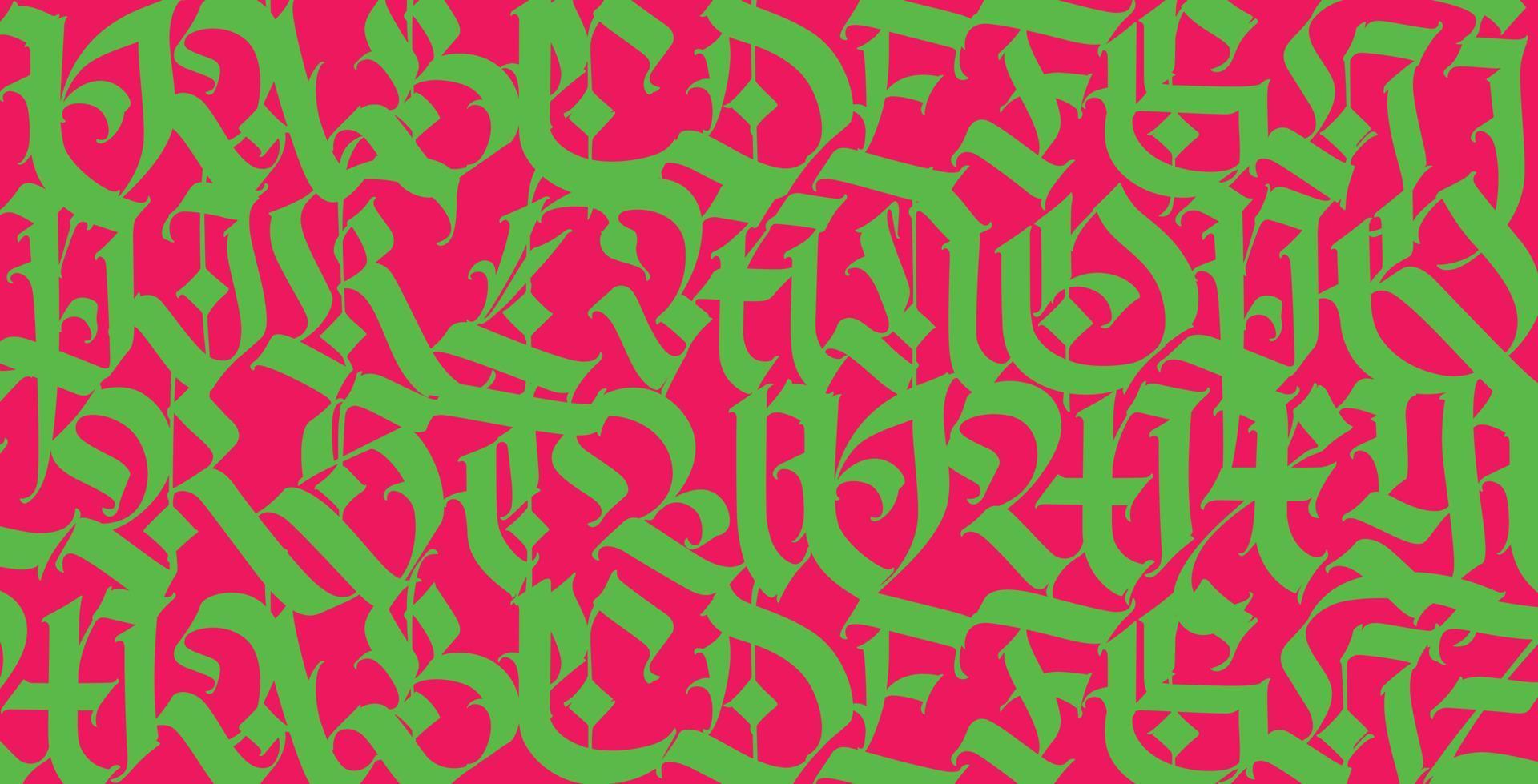 Pattern of Latin letters. Vector. English alphabet. Medieval european style ornament. European alphabet 9-16 century. Ramano-Germanic letters. Beautiful composition and pattern for design. vector