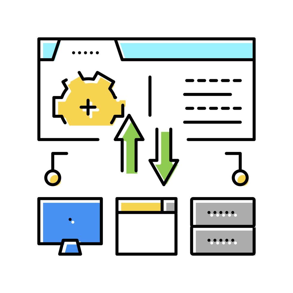 saas financial system color icon vector illustration