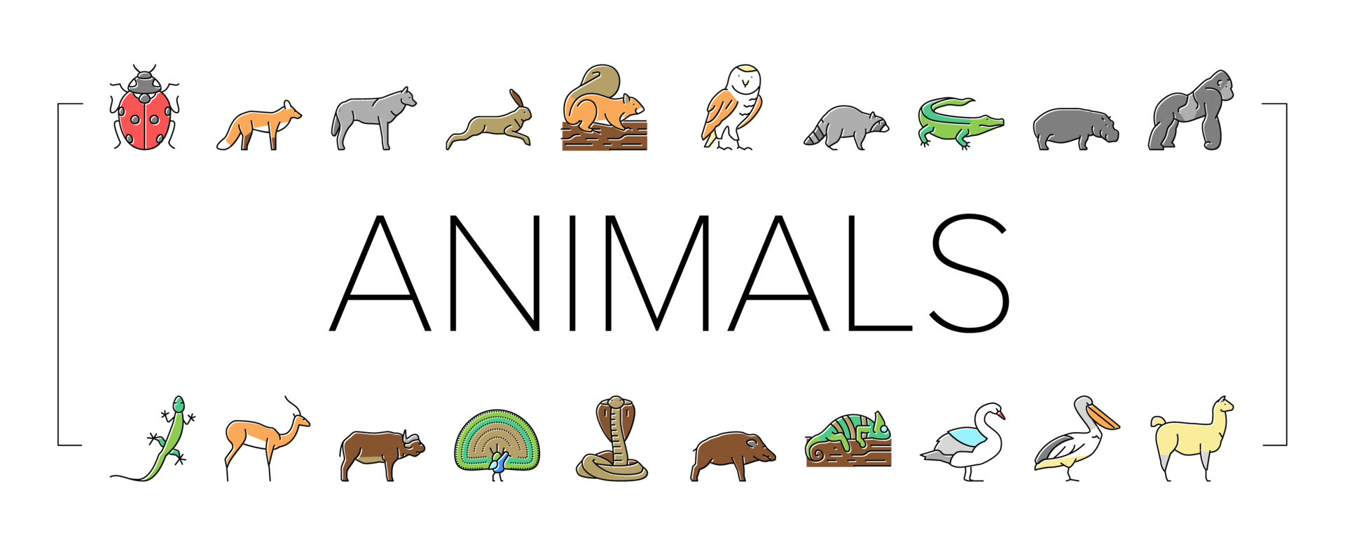 Wild Animals, Bugs And Birds Icons Set Vector 18994107 Vector Art at Vecteezy Wild Animals, Bugs And Birds Icons Set Vector 18994107 Vector Art at Vecteezy