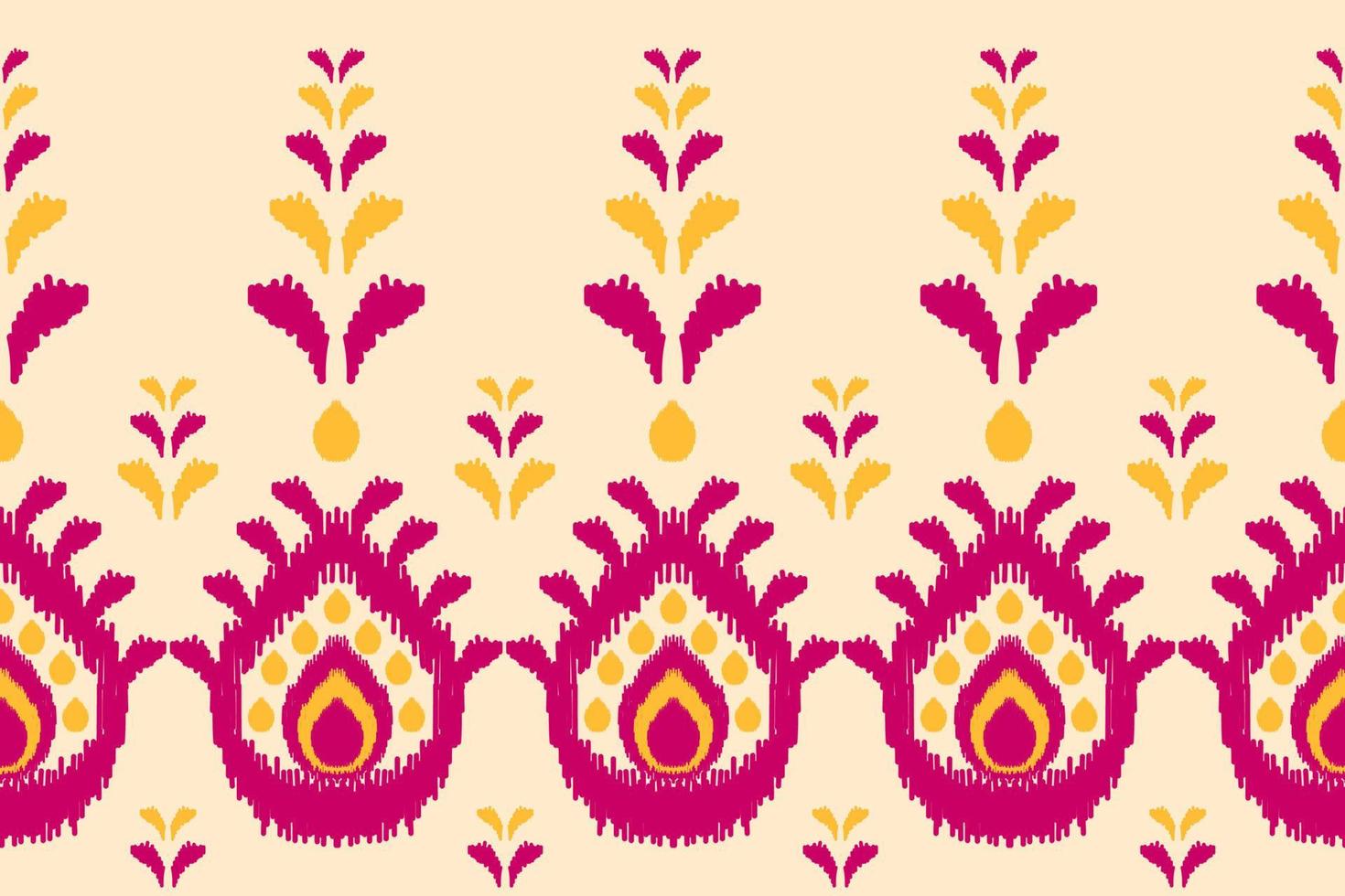 Border flower pattern art. Geometric ethnic ikat seamless pattern in tribal. Indian style. vector