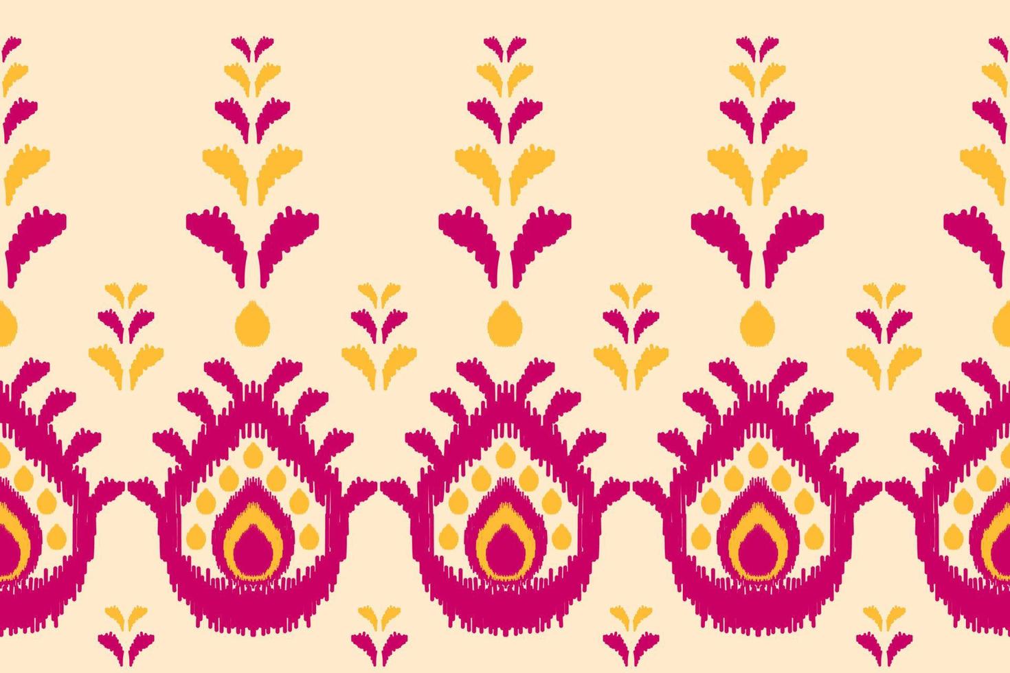 Border flower pattern art. Geometric ethnic ikat seamless pattern in tribal. Indian style. vector