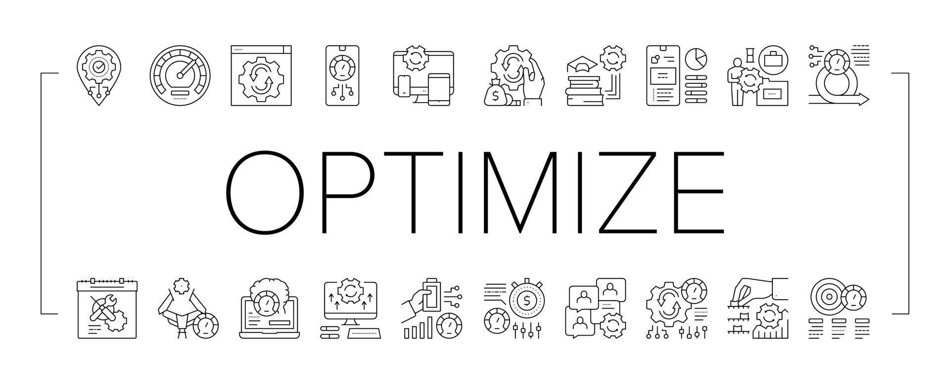 Optimize Operations Collection Icons Set Vector