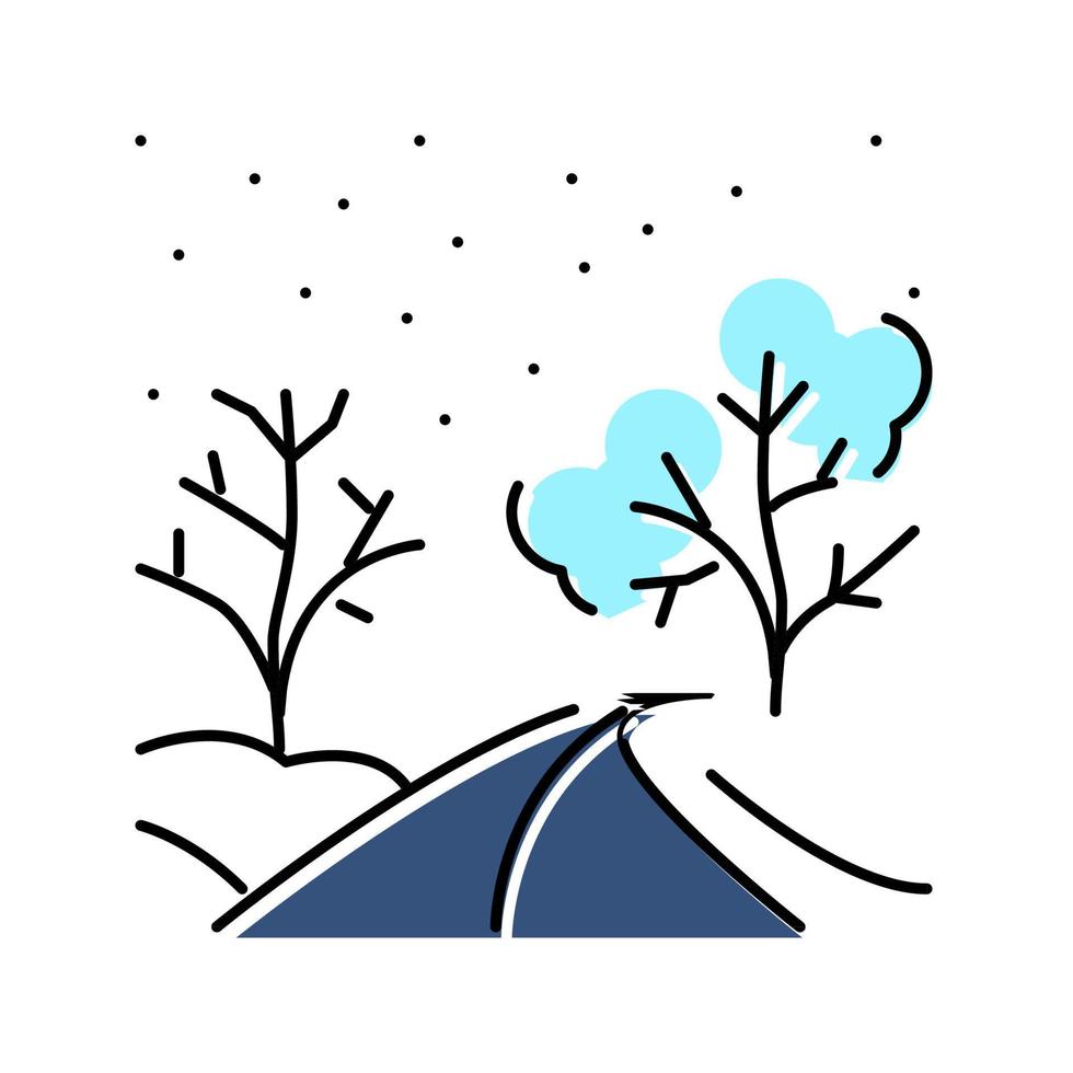 road winter color icon vector illustration