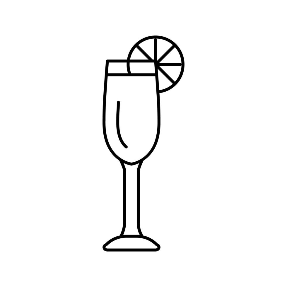 Ilustración de vector de icono de línea de bebida de copa de cóctel francés 75