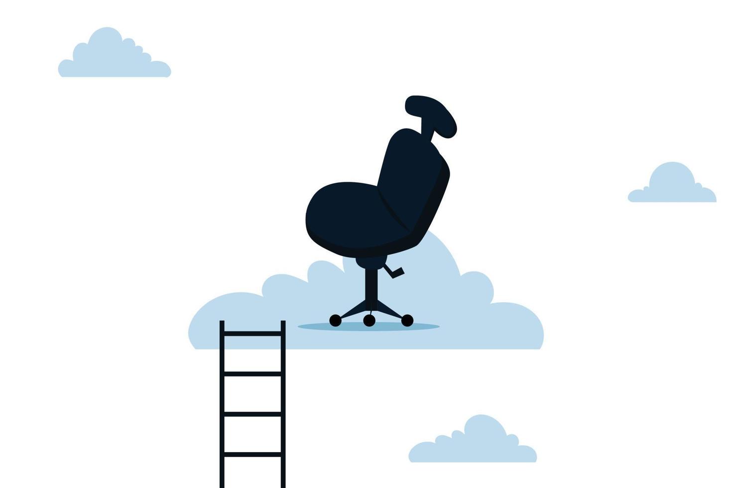 Ladder of success concept, cloud management office chair with ladder for talent and employees to climb. vector