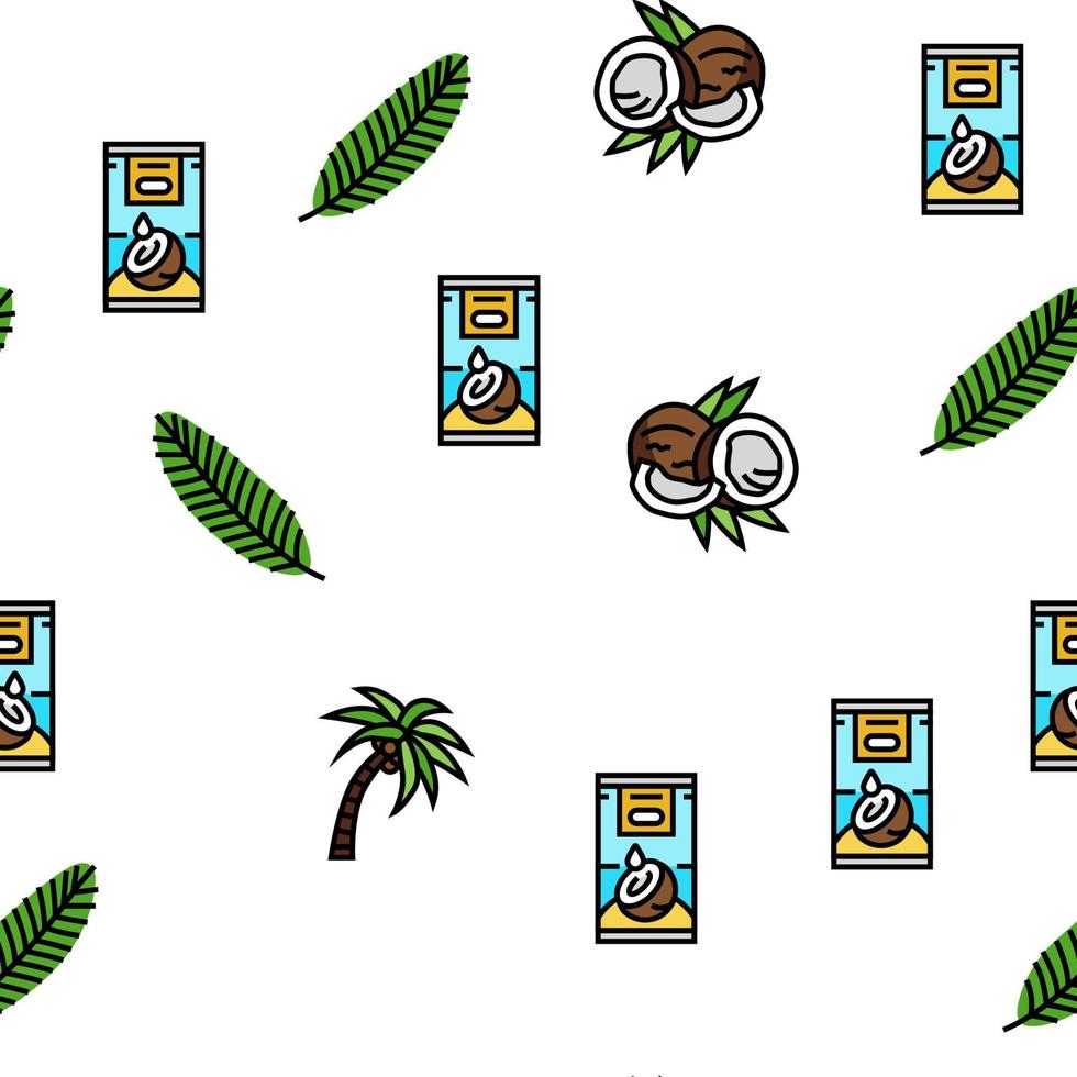 coconut coco fruit fresh white vector seamless pattern