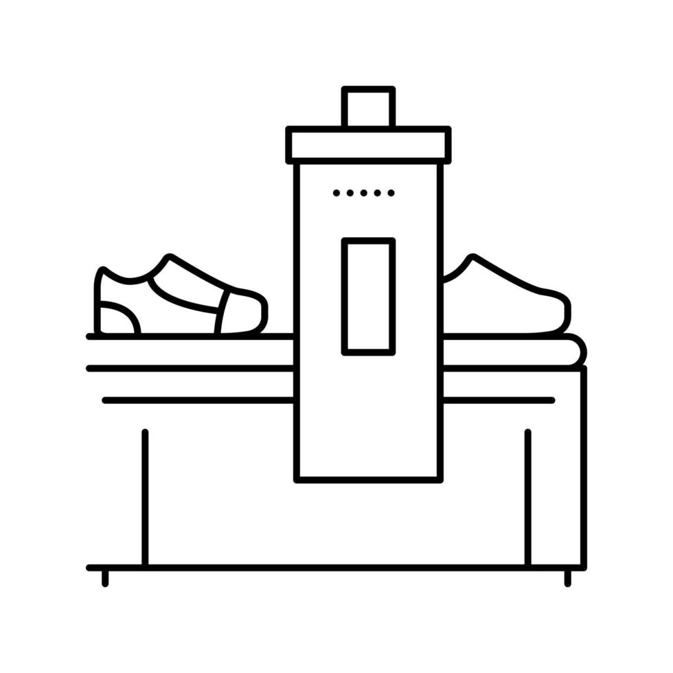 Ilustración de vector de icono de línea de máquina de fabricación de zapatos