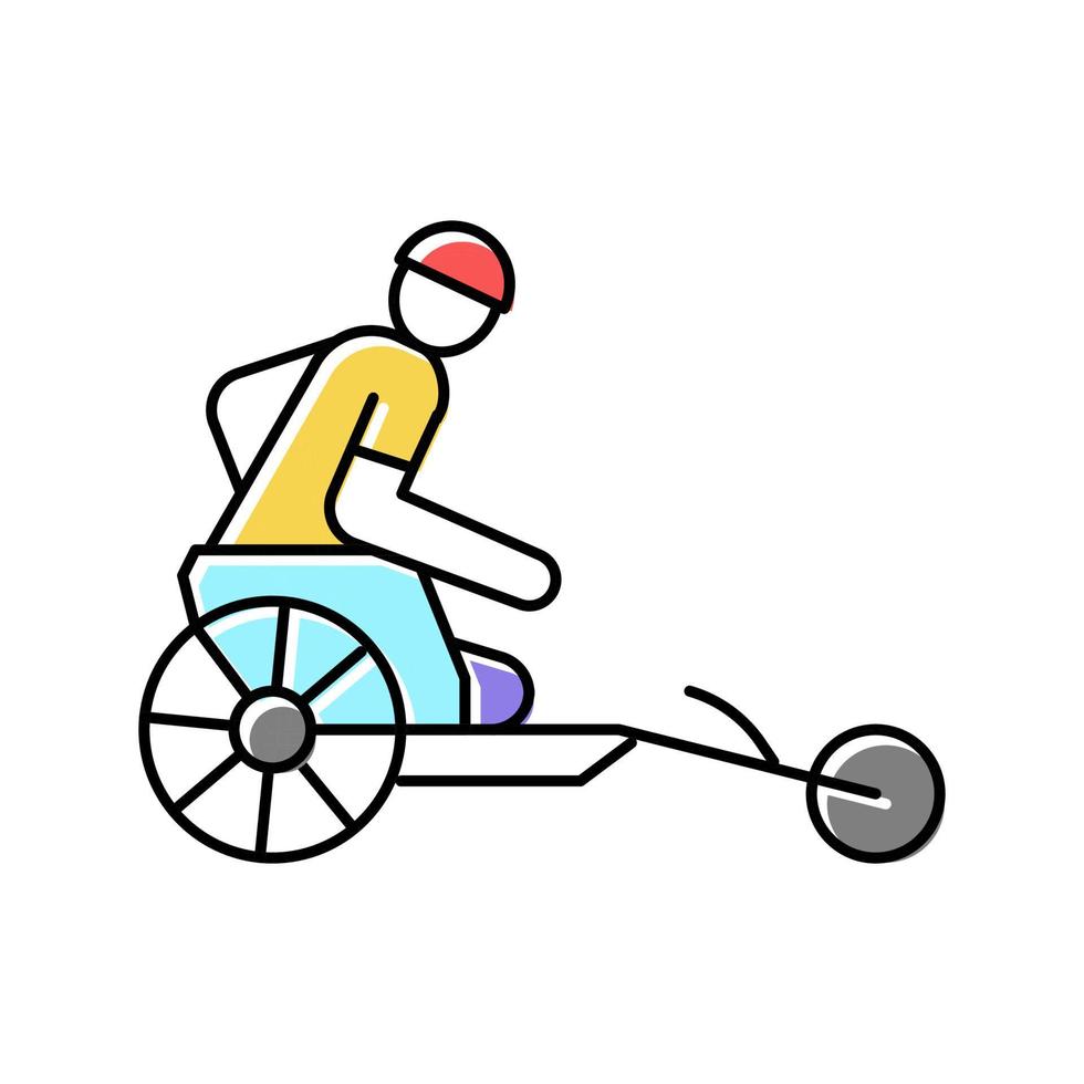 bicycle riding race handicapped athlete color icon vector illustration