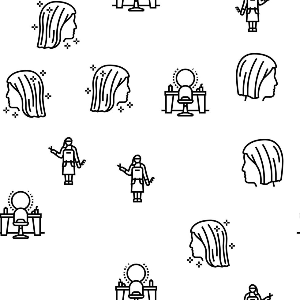 Hair Extension Salon Procedure vector seamless pattern