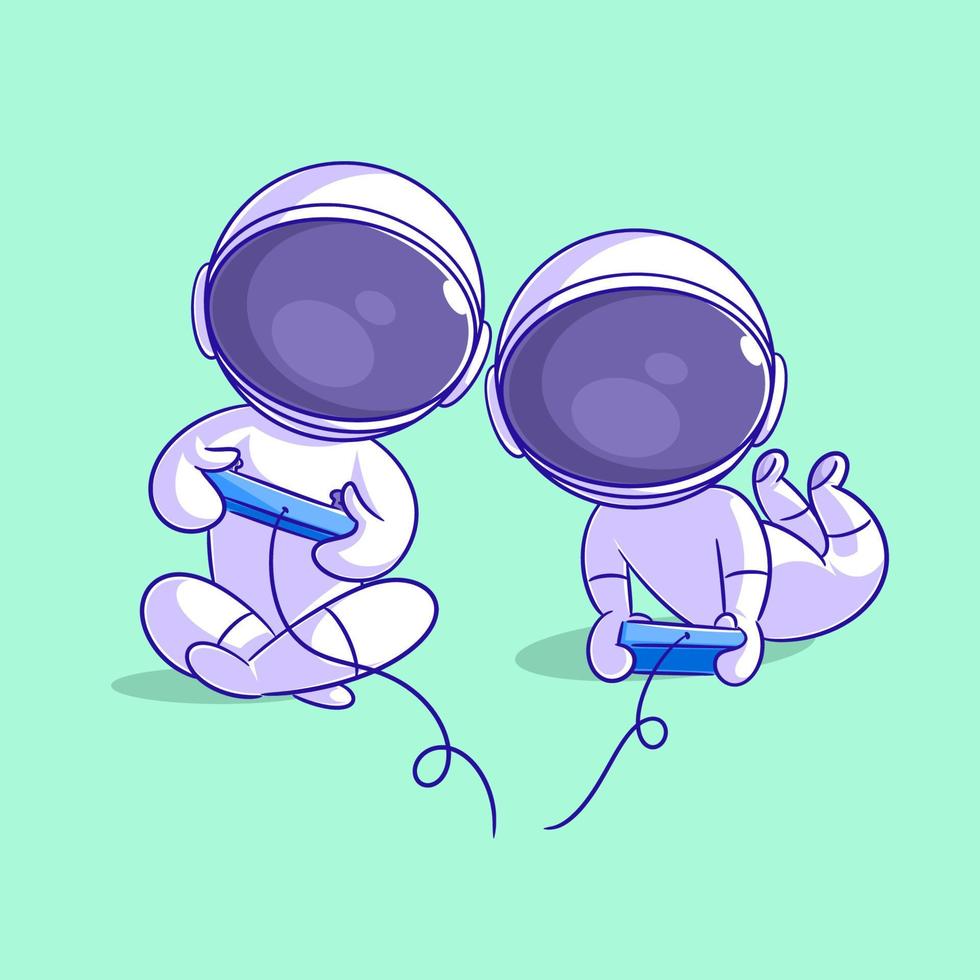 Astronaut is playing a game with his friend vector