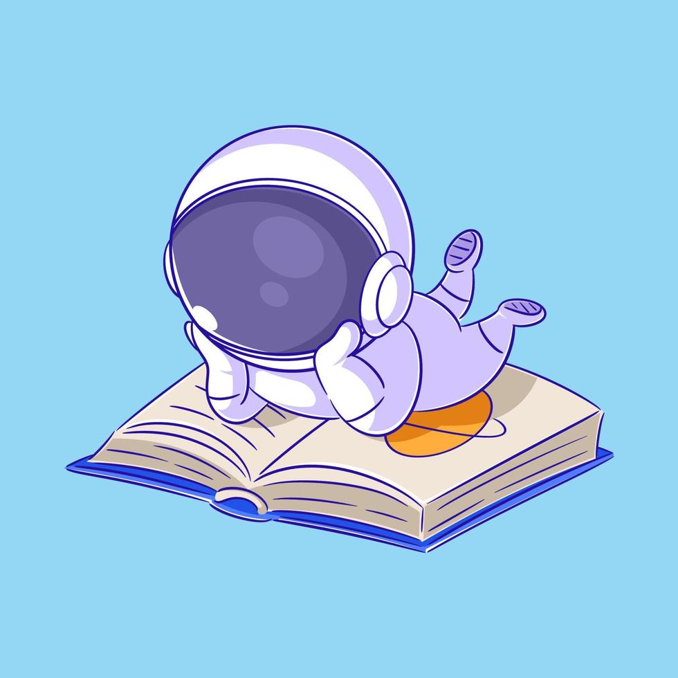 Astronaut is relaxing while reading a book vector