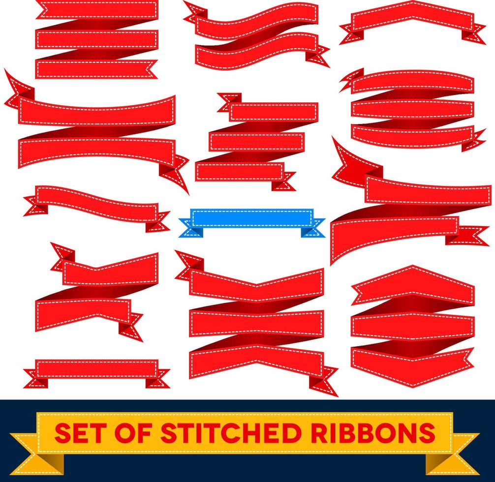 Set of colorful bent ribbons with seam vector