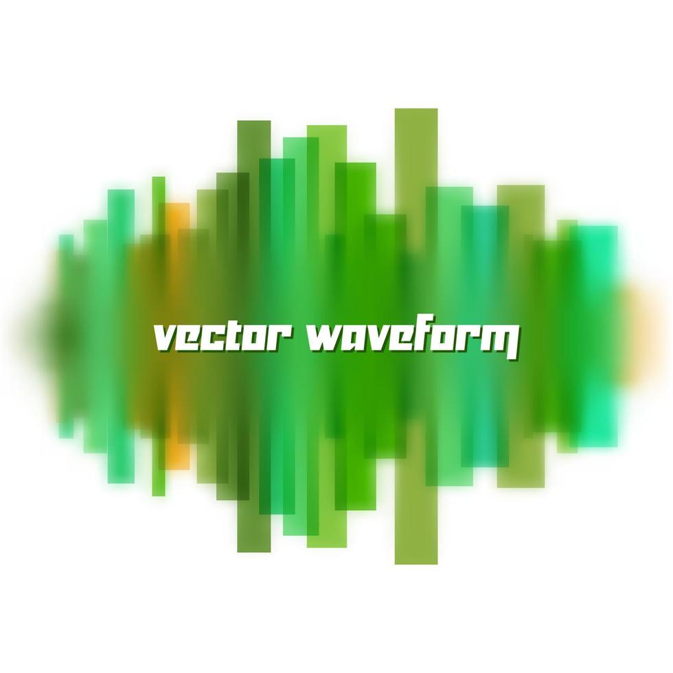Blurred vector waveform made of transparent green lines