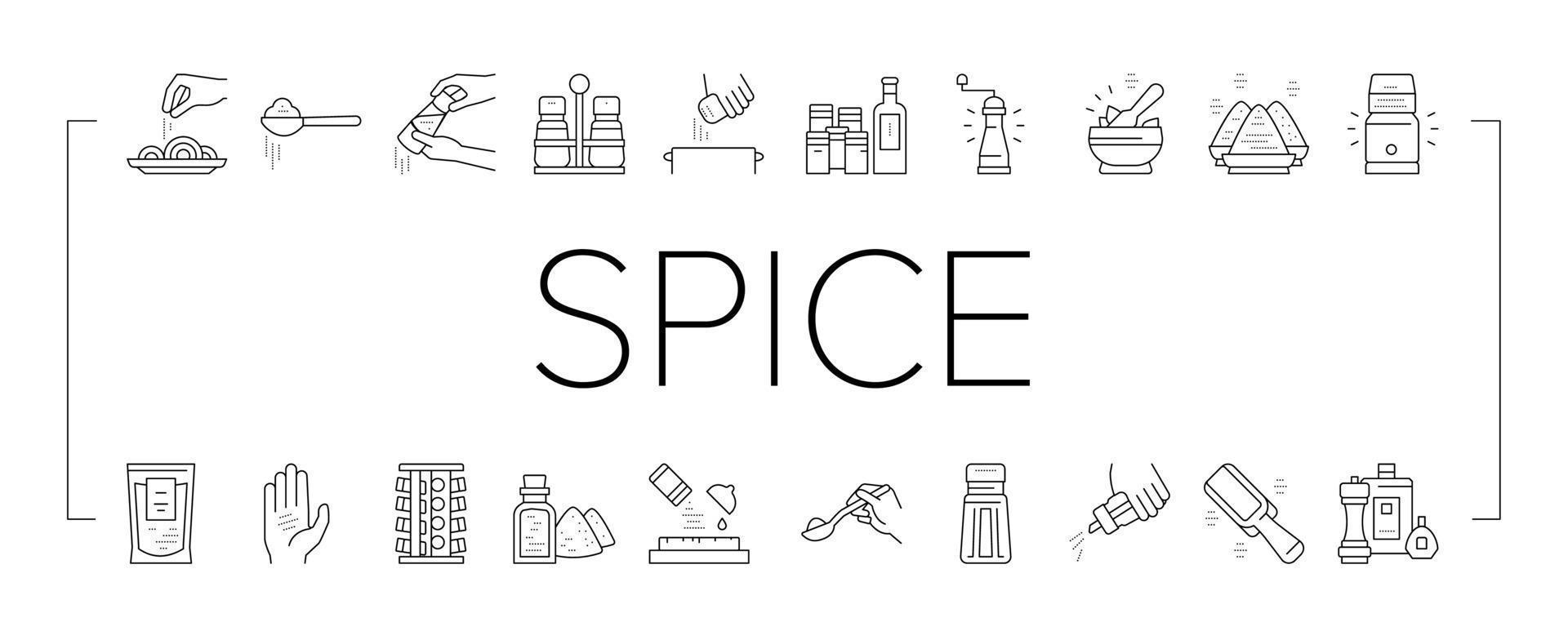 Spice Condiment Herb Collection Icons Set Vector