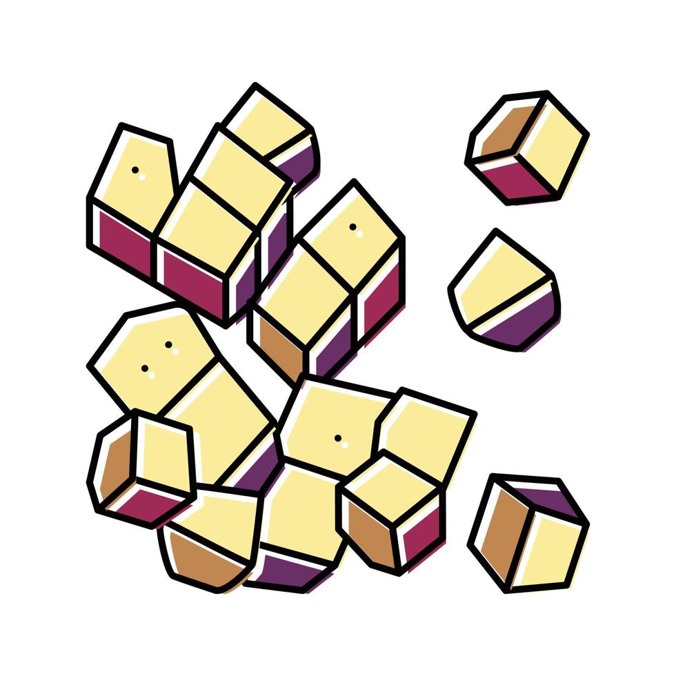 cubos cortados color berenjena icono vector ilustración