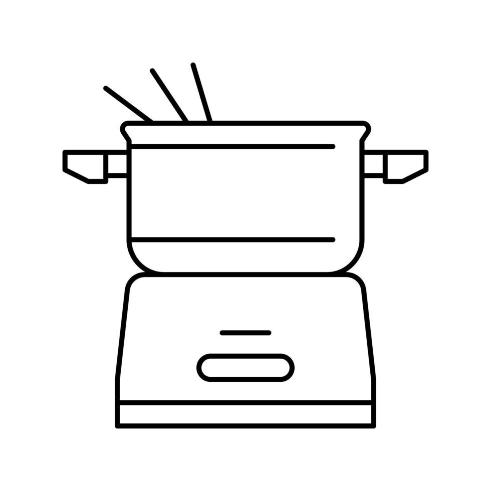 electric fondue pot line icon vector illustration