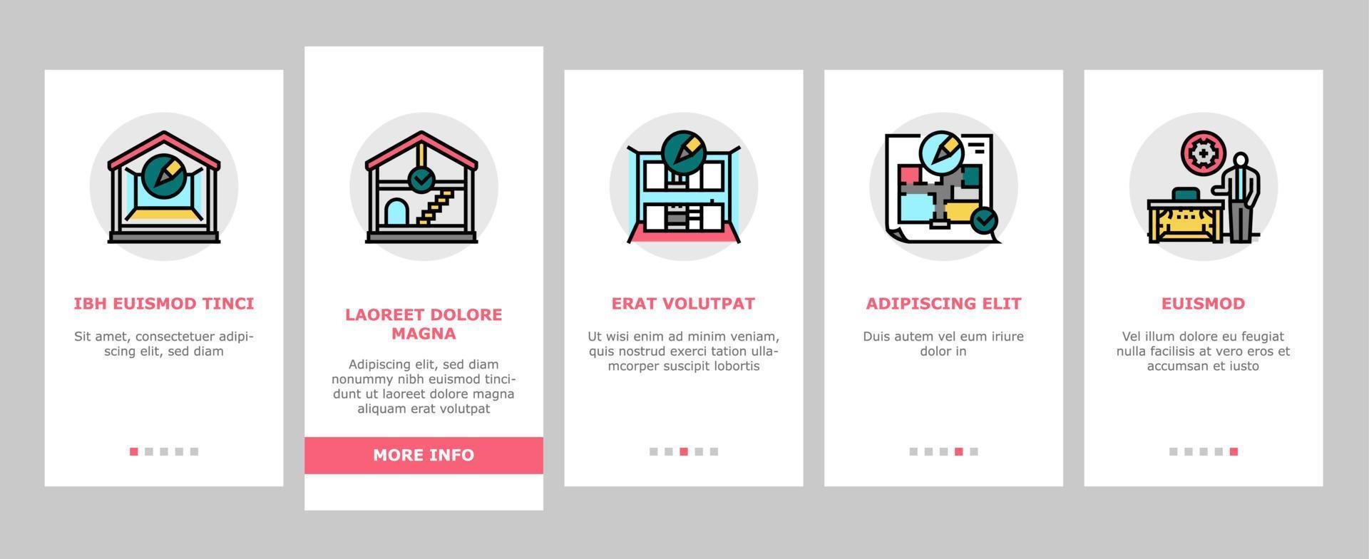 room interior design home modern onboarding icons set vector