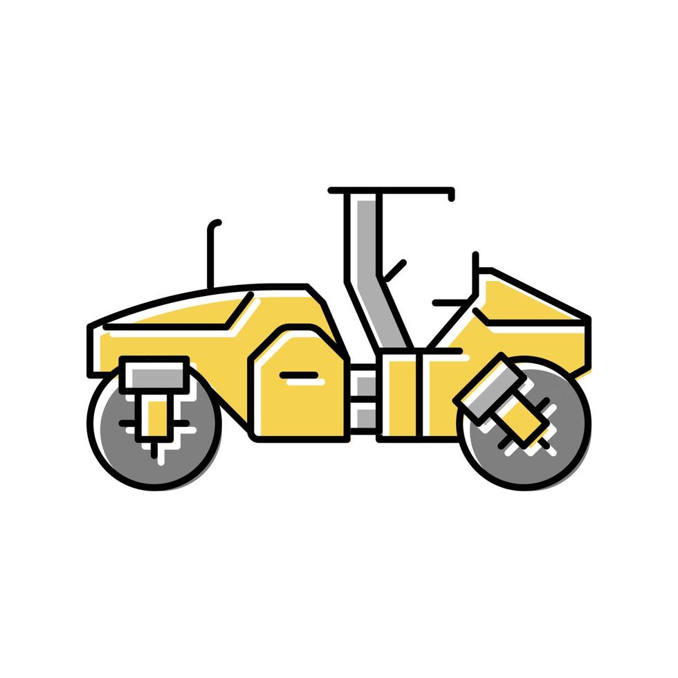 Ilustración de vector de icono de color de vehículo de construcción de rodillo de tambor