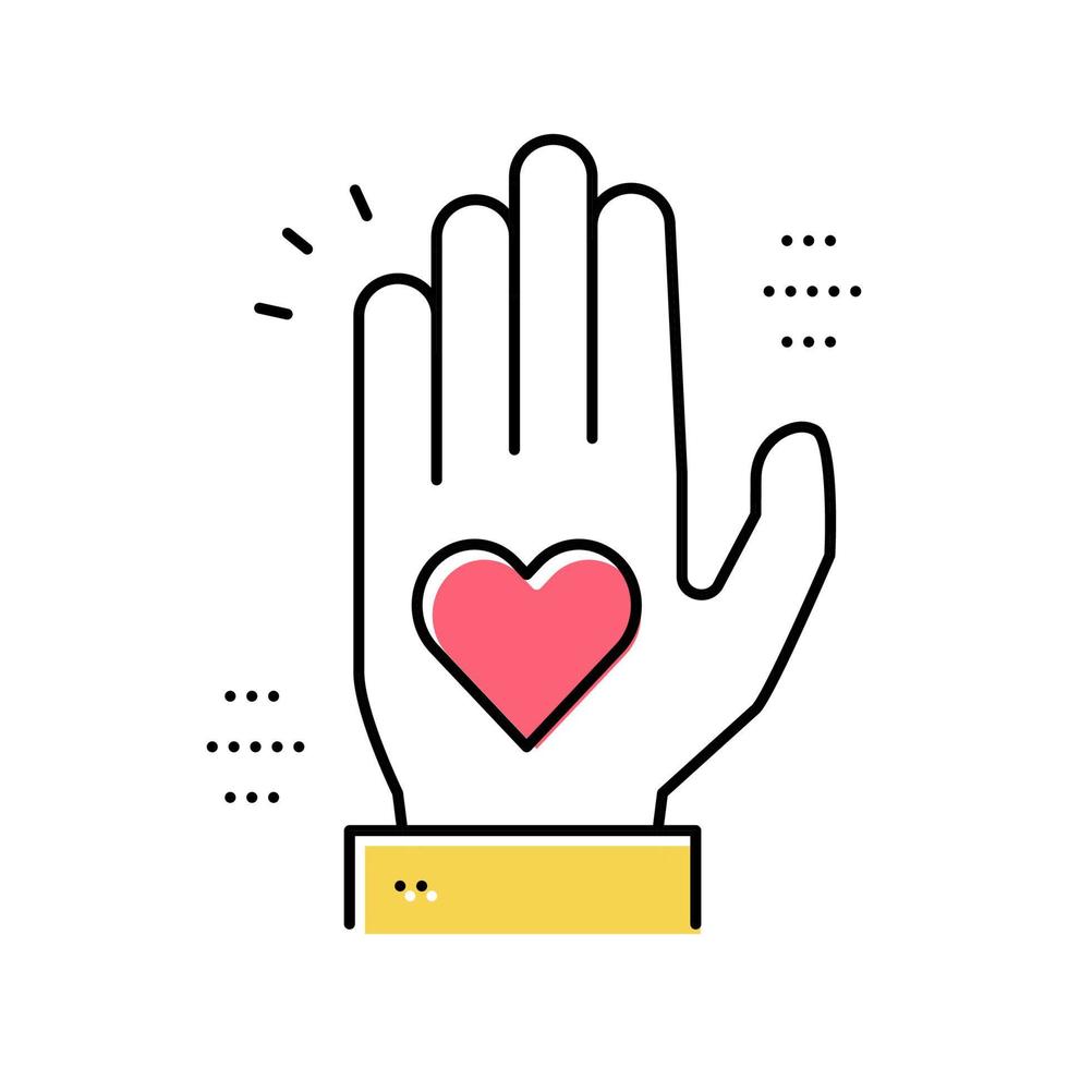 heart on palm color icon vector illustration