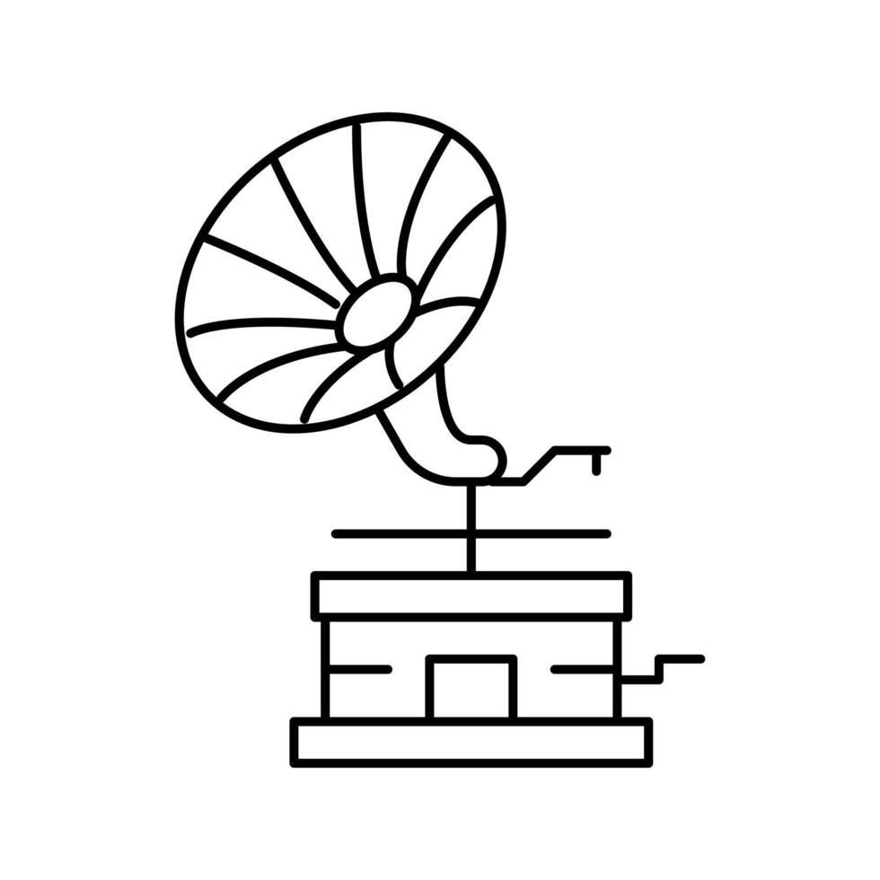 gramophone for listen audio music line icon vector illustration