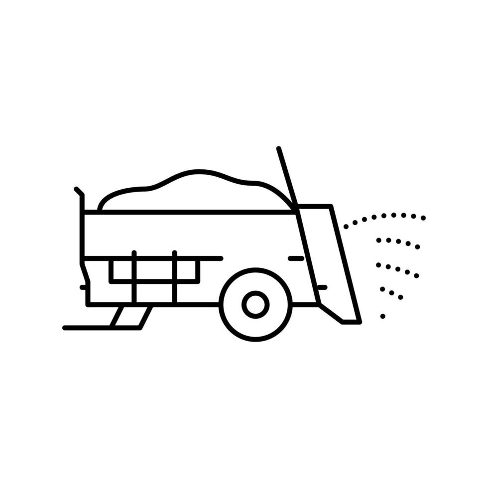 manure spreader farm machine line icon vector illustration