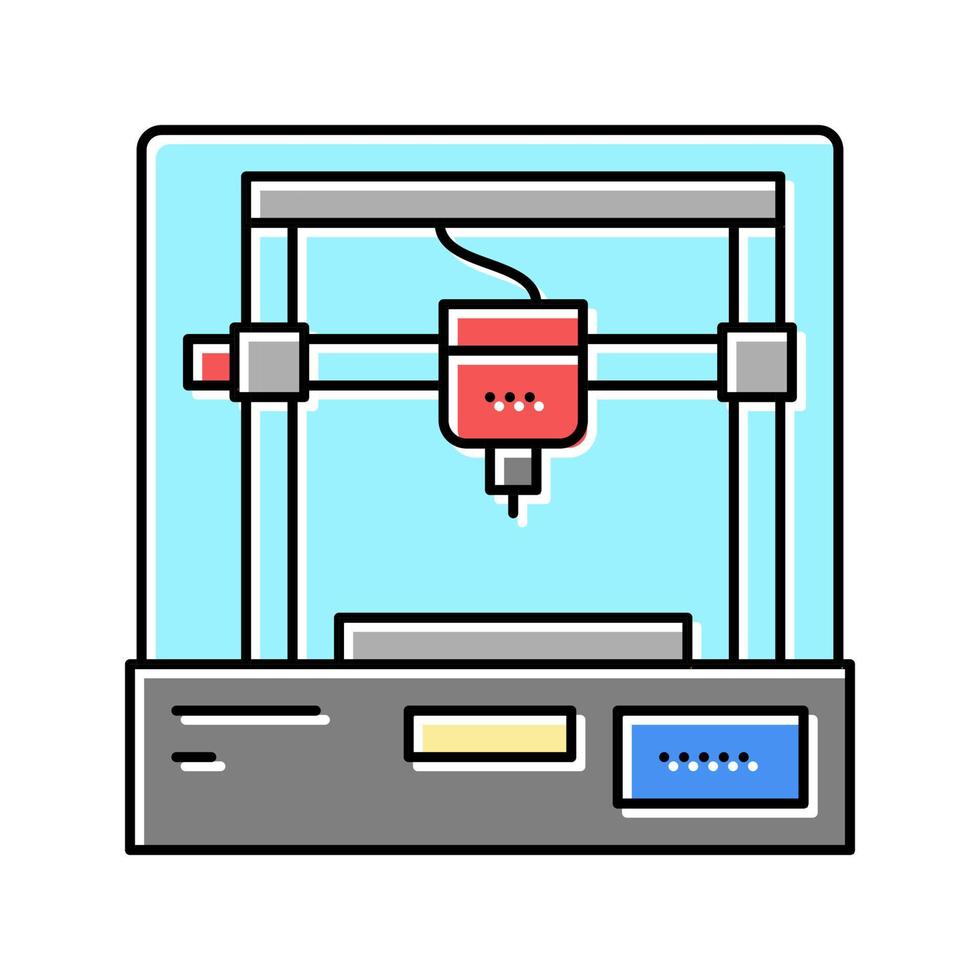Ilustración de vector de icono de color de impresora 3d
