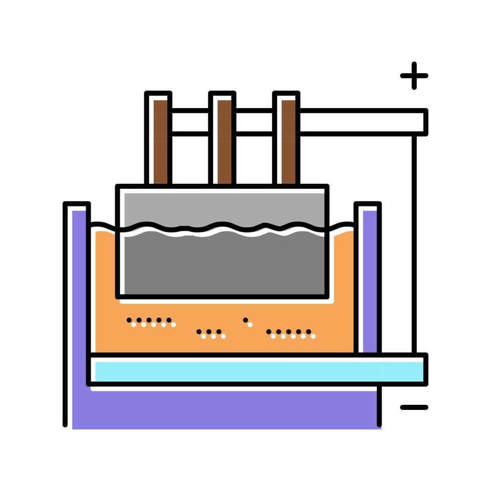 ilustración de vector de icono de color de producción de aluminio de electrólisis