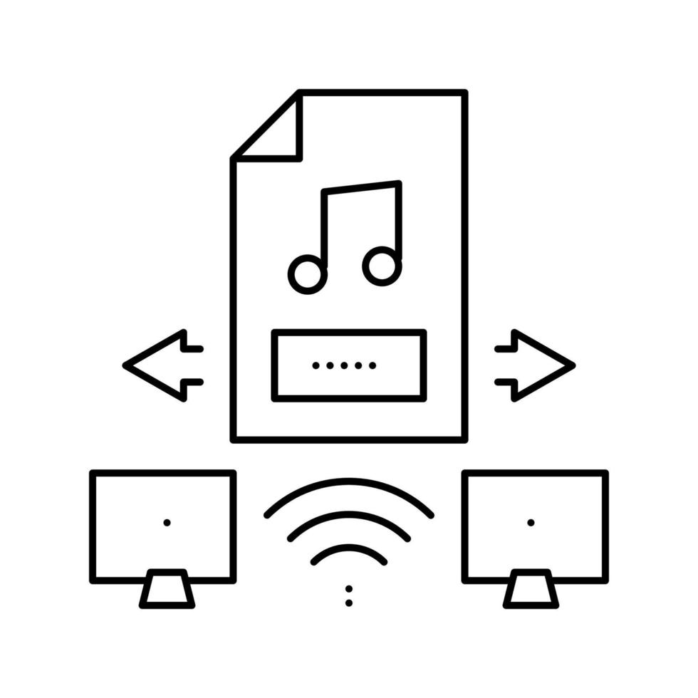 icono de línea de intercambio de música en internet ilustración vectorial vector