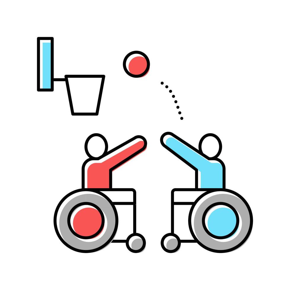 ilustración de vector de icono de color de baloncesto de juego discapacitado