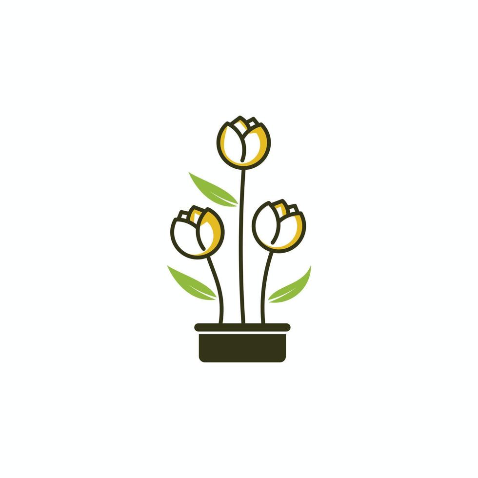 simple flower logo design vector, nature logo inspiration, plants logo