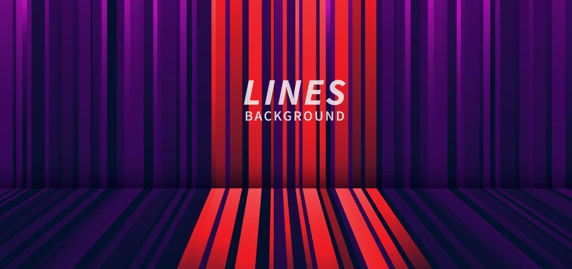 Abstract vertical stripe lines red and purple with perspective color background. vector