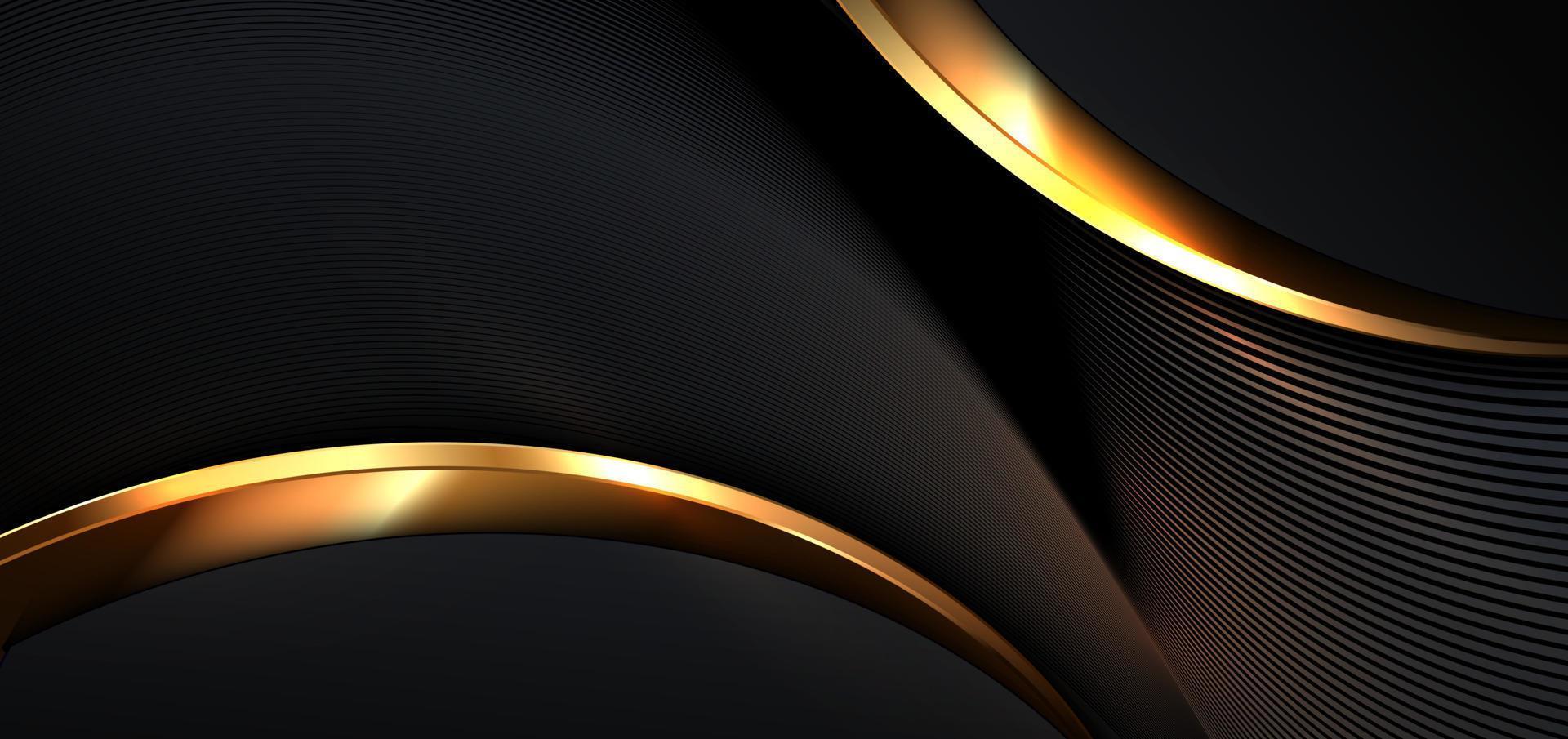 Elegant black background with golden line and lighting effect. Luxury template award modern design. vector