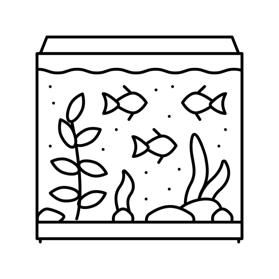 saltwater aquarium fish line icon vector illustration
