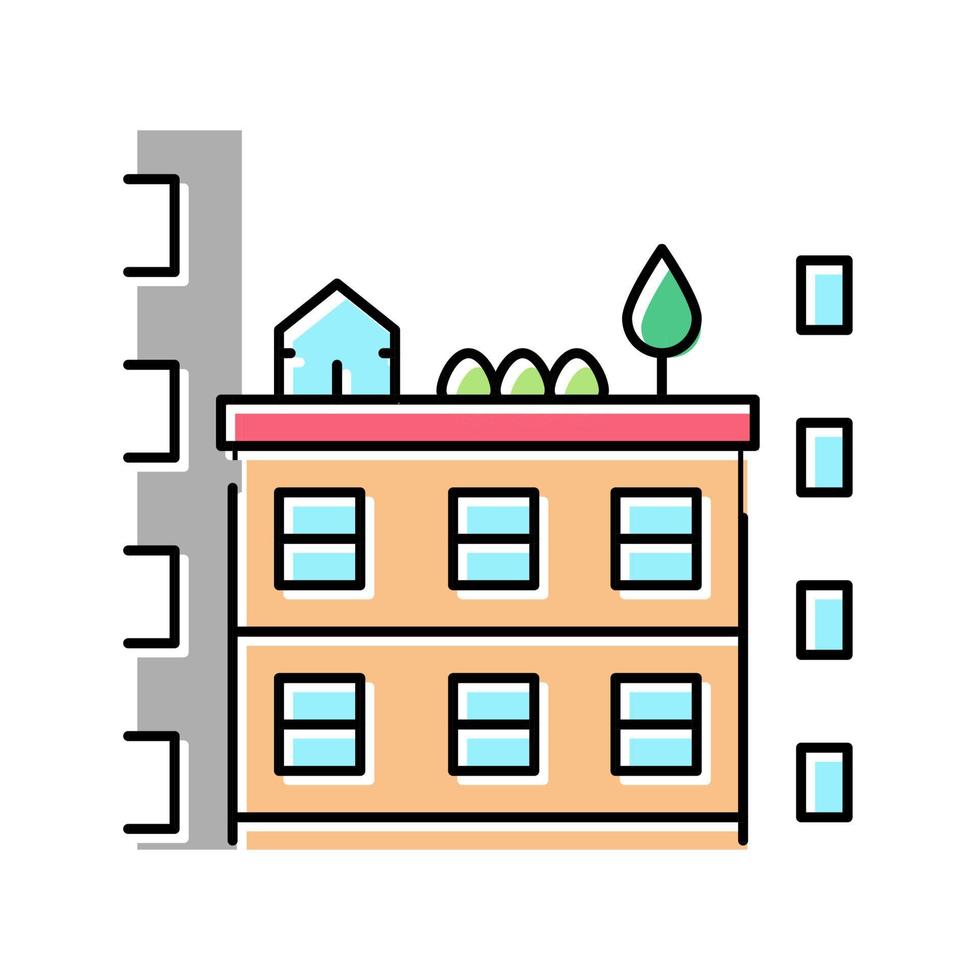 growth plant on building roof color icon vector illustration