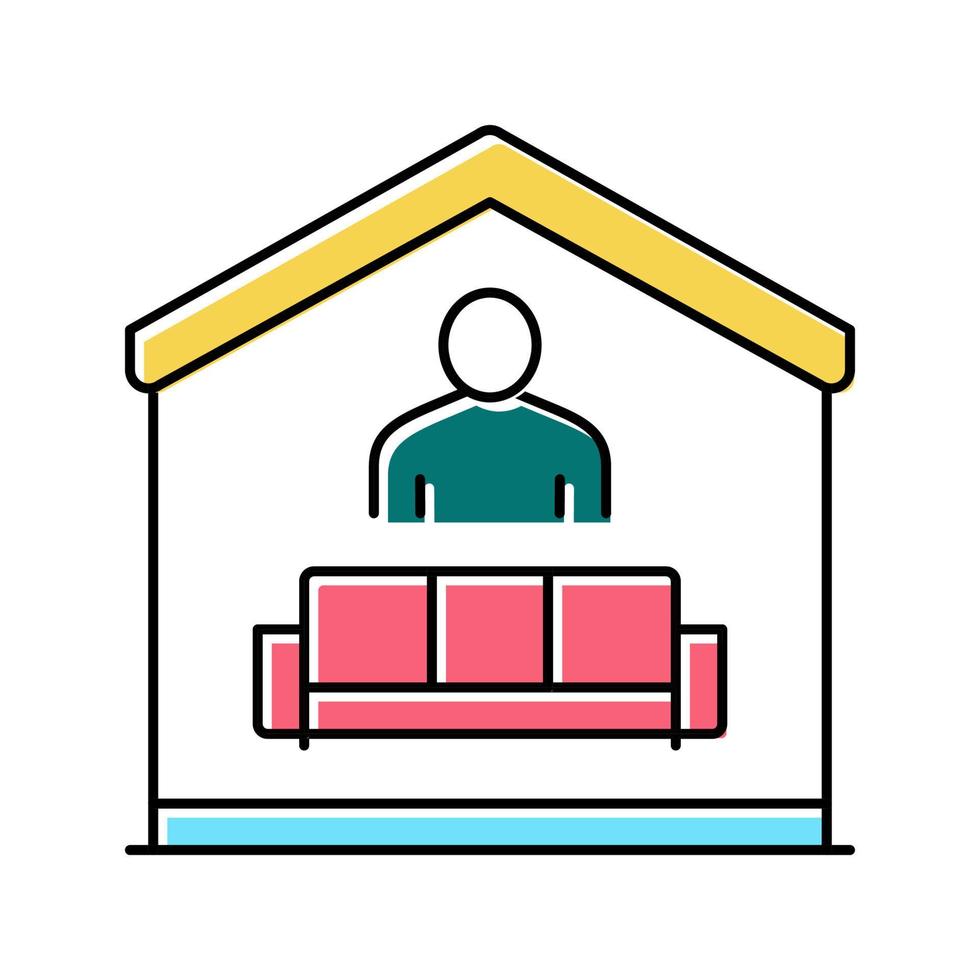 sentado en la ilustración de vector de icono de color de sofá