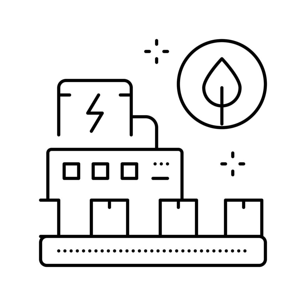 ilustración de vector de icono de línea de fábrica verde