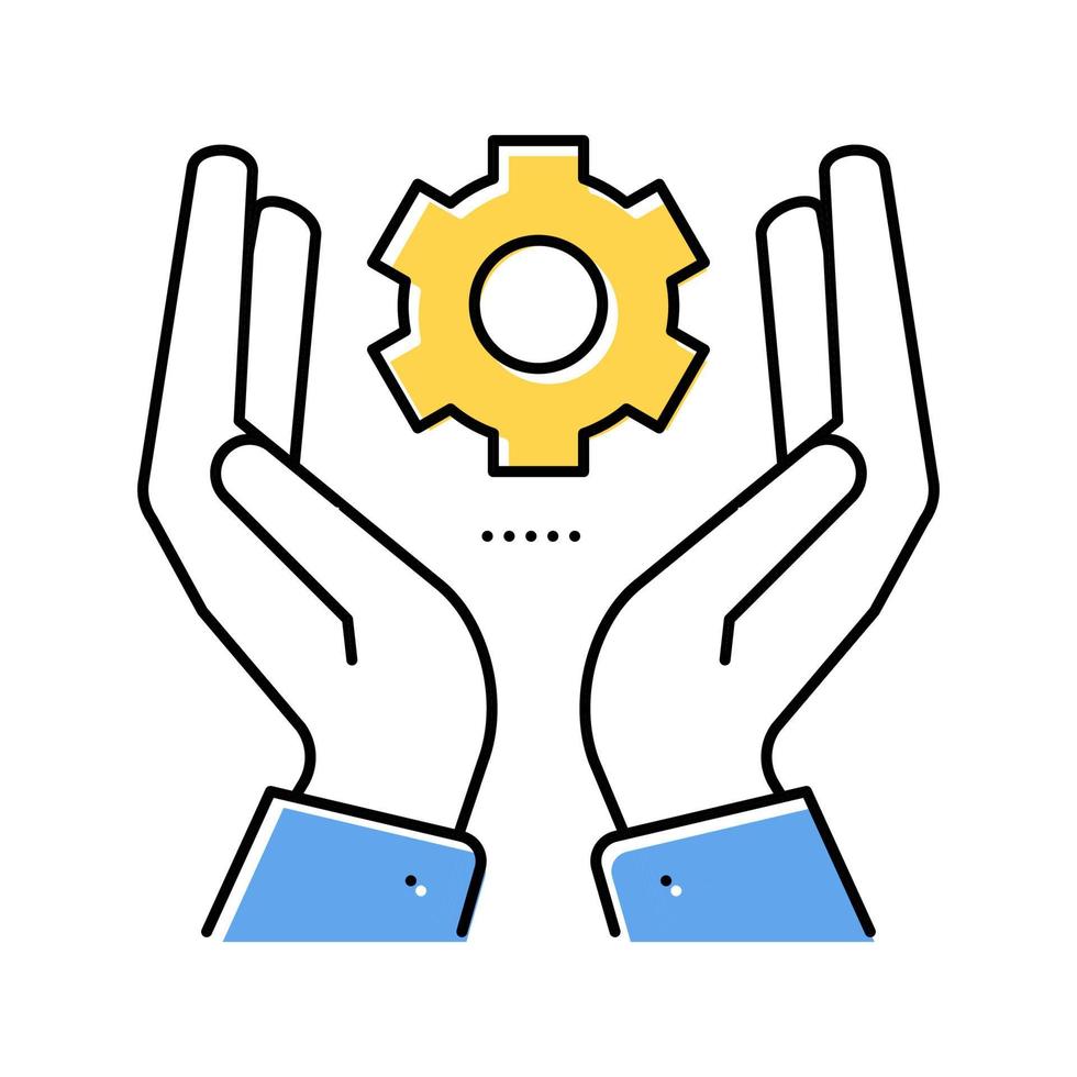 hand hold gear color icon vector illustration