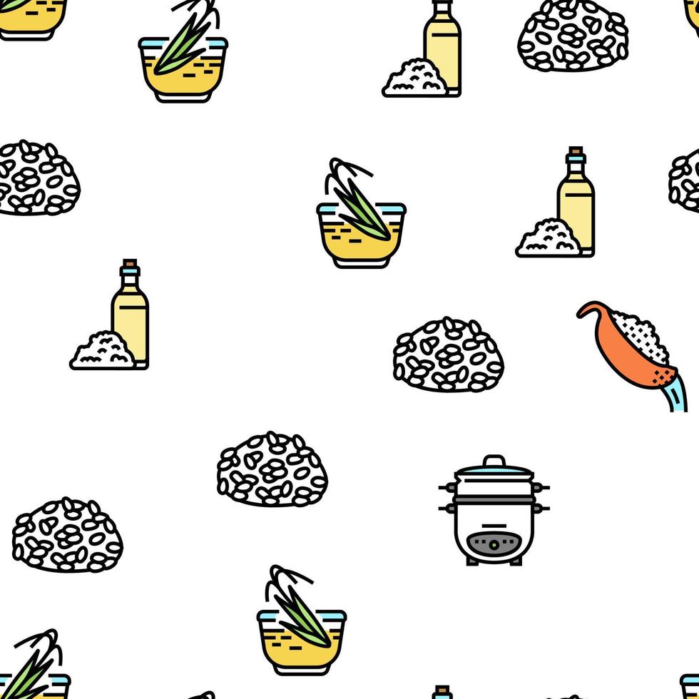 Rice For Preparing Delicious Food vector seamless pattern