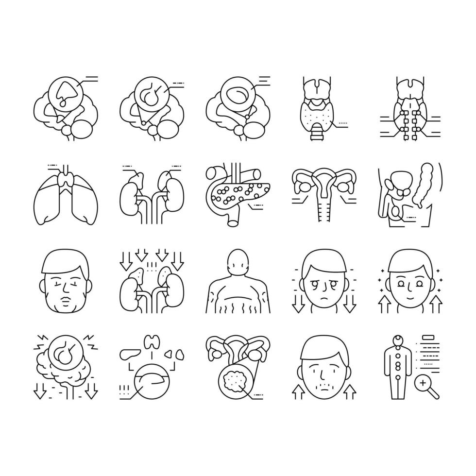 Endocrinology Medical Disease Icons Set Vector