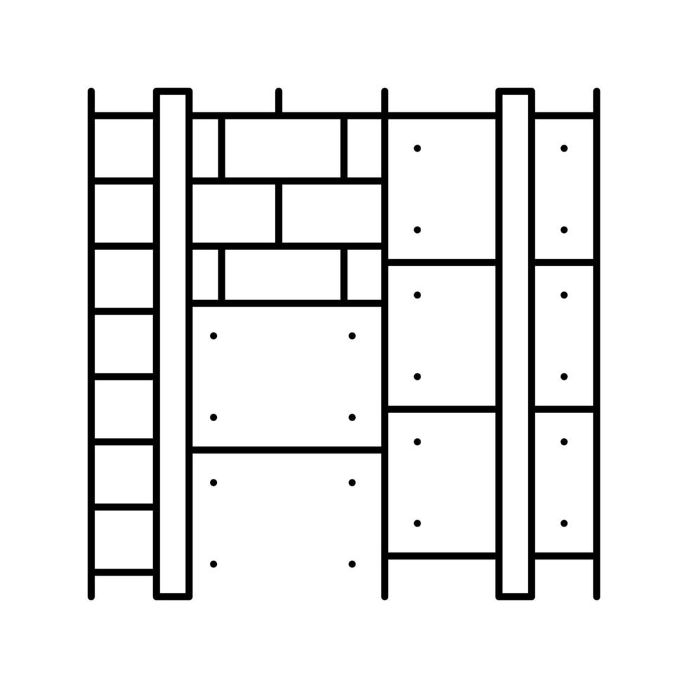 installation mineral wool on aluminum frame line icon vector illustration