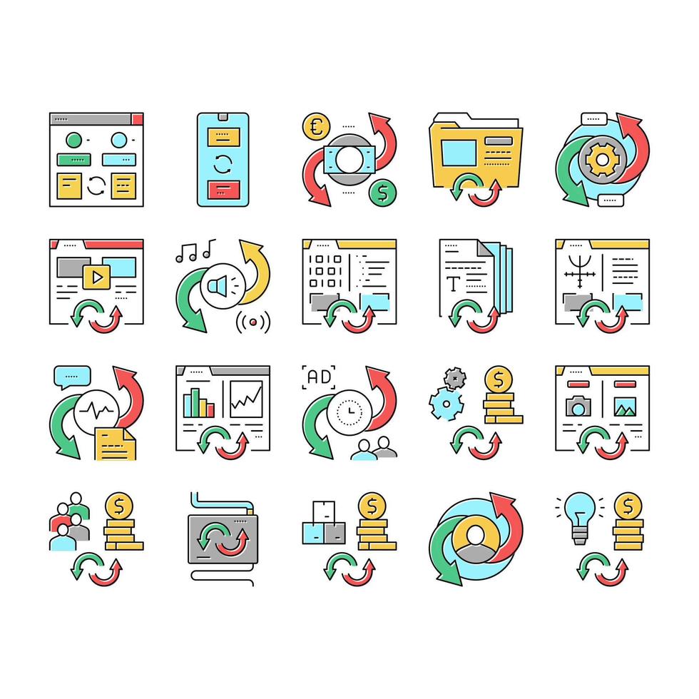 Converter Application Collection Icons Set Vector 18995193 Vector Art ...