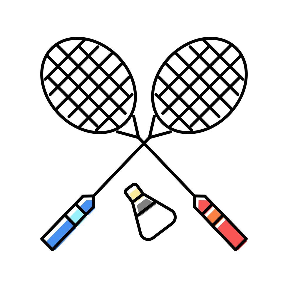 Ilustración de vector de icono de color de juego de deporte de bádminton