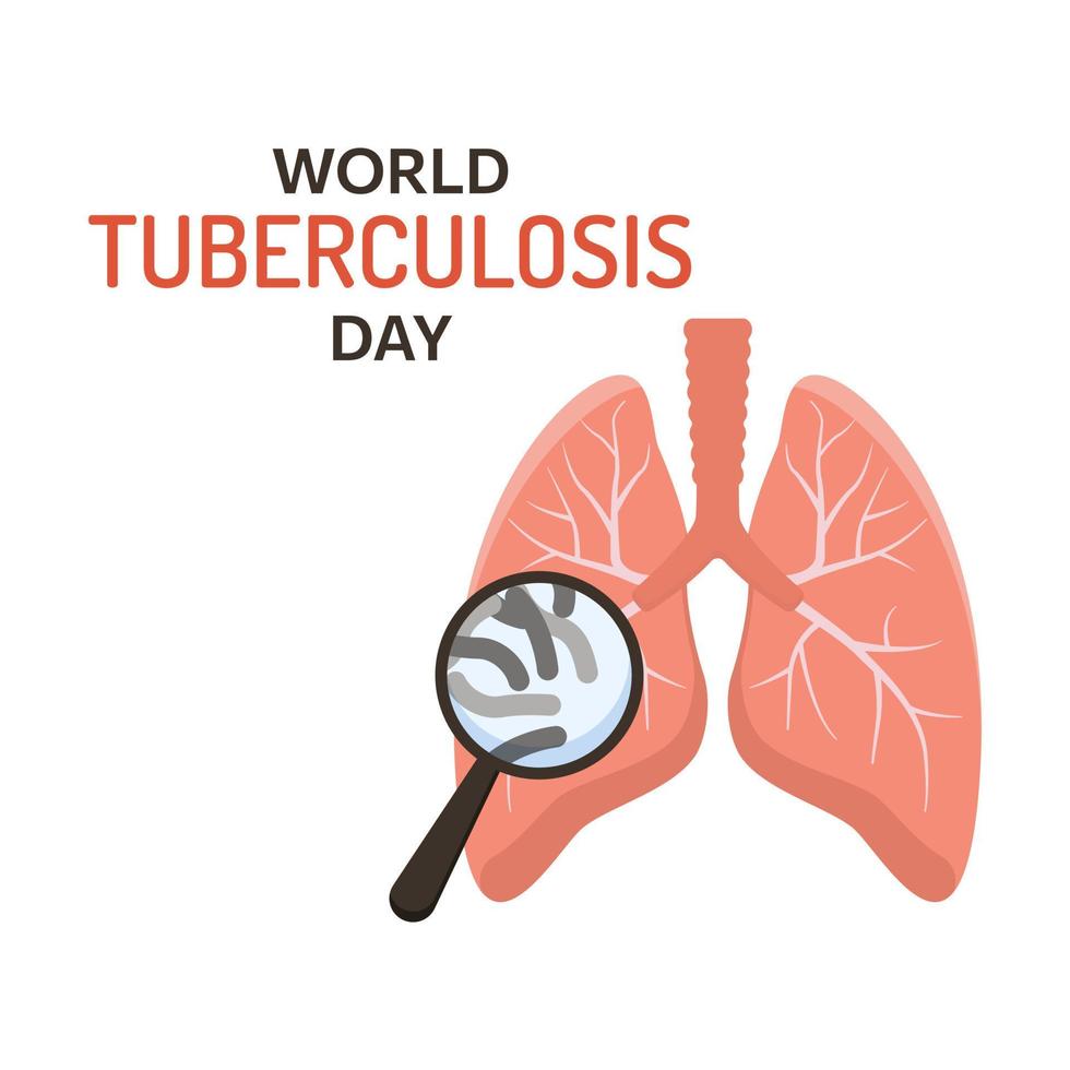 concepto del día mundial de la tuberculosis. pulmones humanos y mapa de la tierra aislado sobre fondo blanco. día mundial de la neumonía. Examine y controle sus pulmones. ilustración vectorial en estilo plano vector