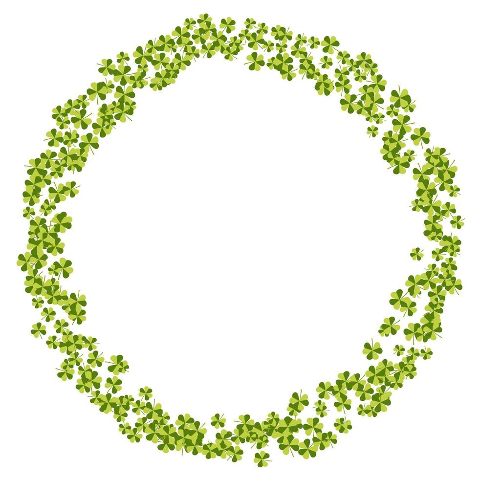 Saint Patricks day frame with scattered clover leaves or shamrocks. vector