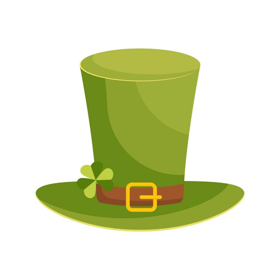 Leprechaun's hat with shamrock leaf isolated on white background. Illustration for Saint Patrick's Day decoration vector