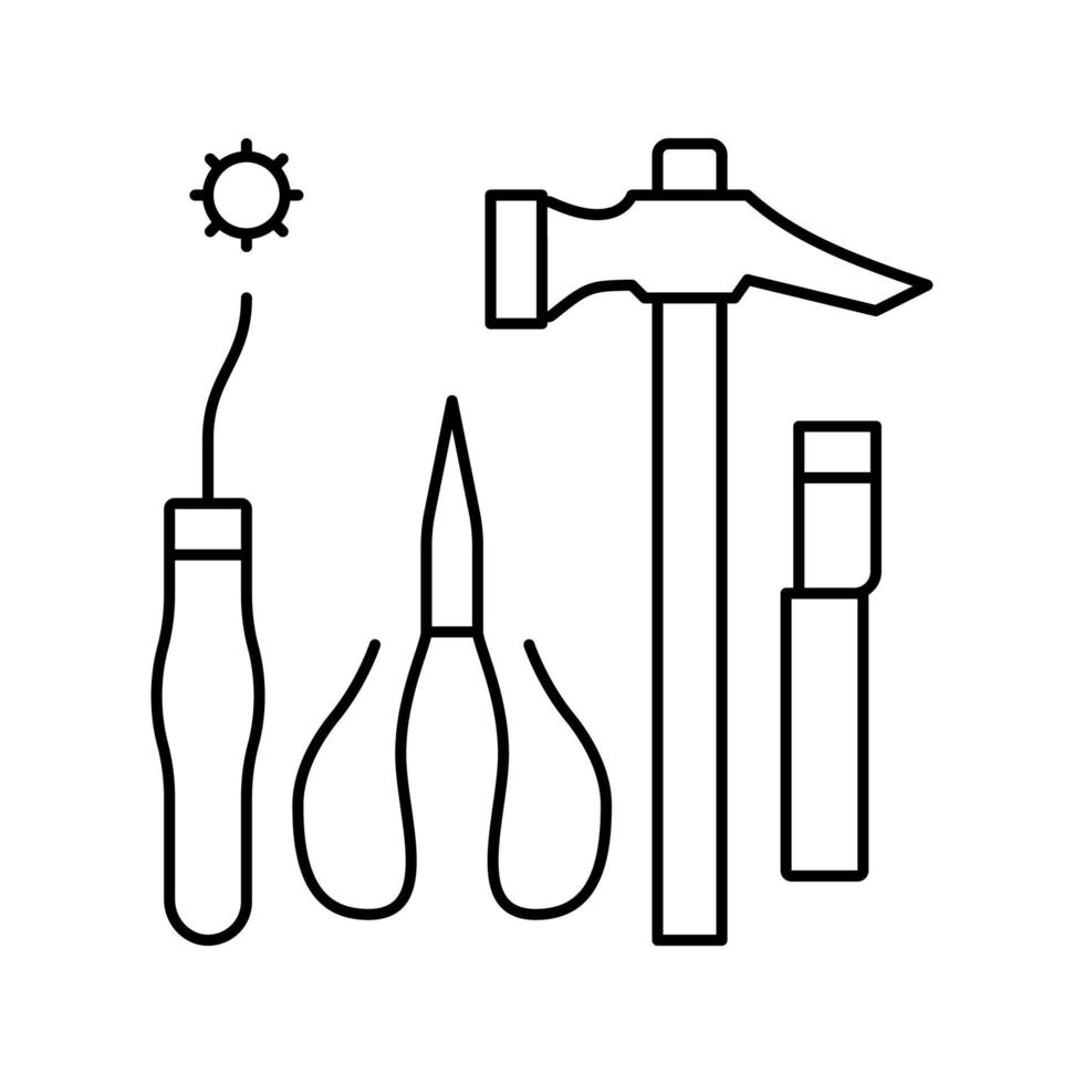 shoes repair tools line icon vector illustration